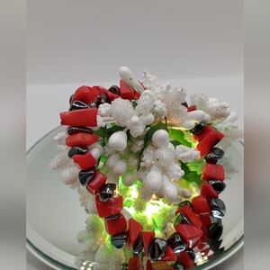 NEW Red Coral and Black Hematite Beaded Bracelet